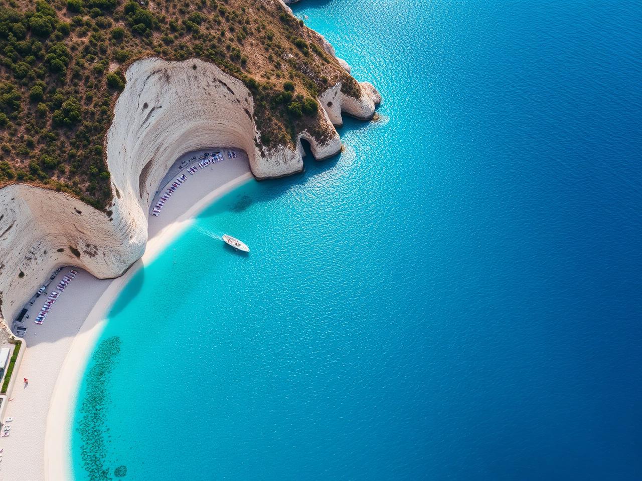 Myrtos Beach auf Kefalonia von oben