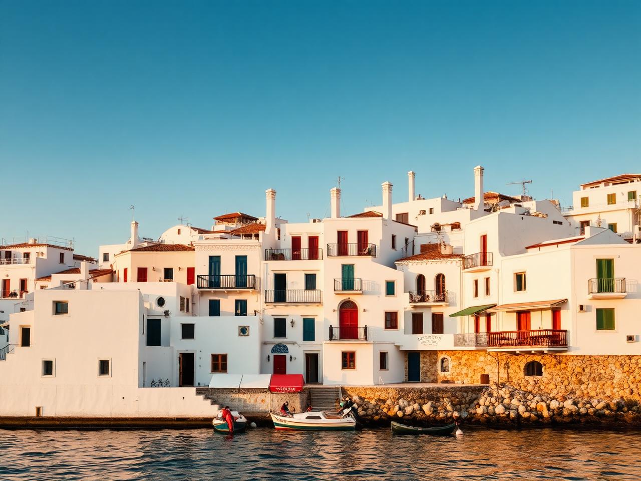 Little Venice mit weißen Häusern am Wasser auf Mykonos