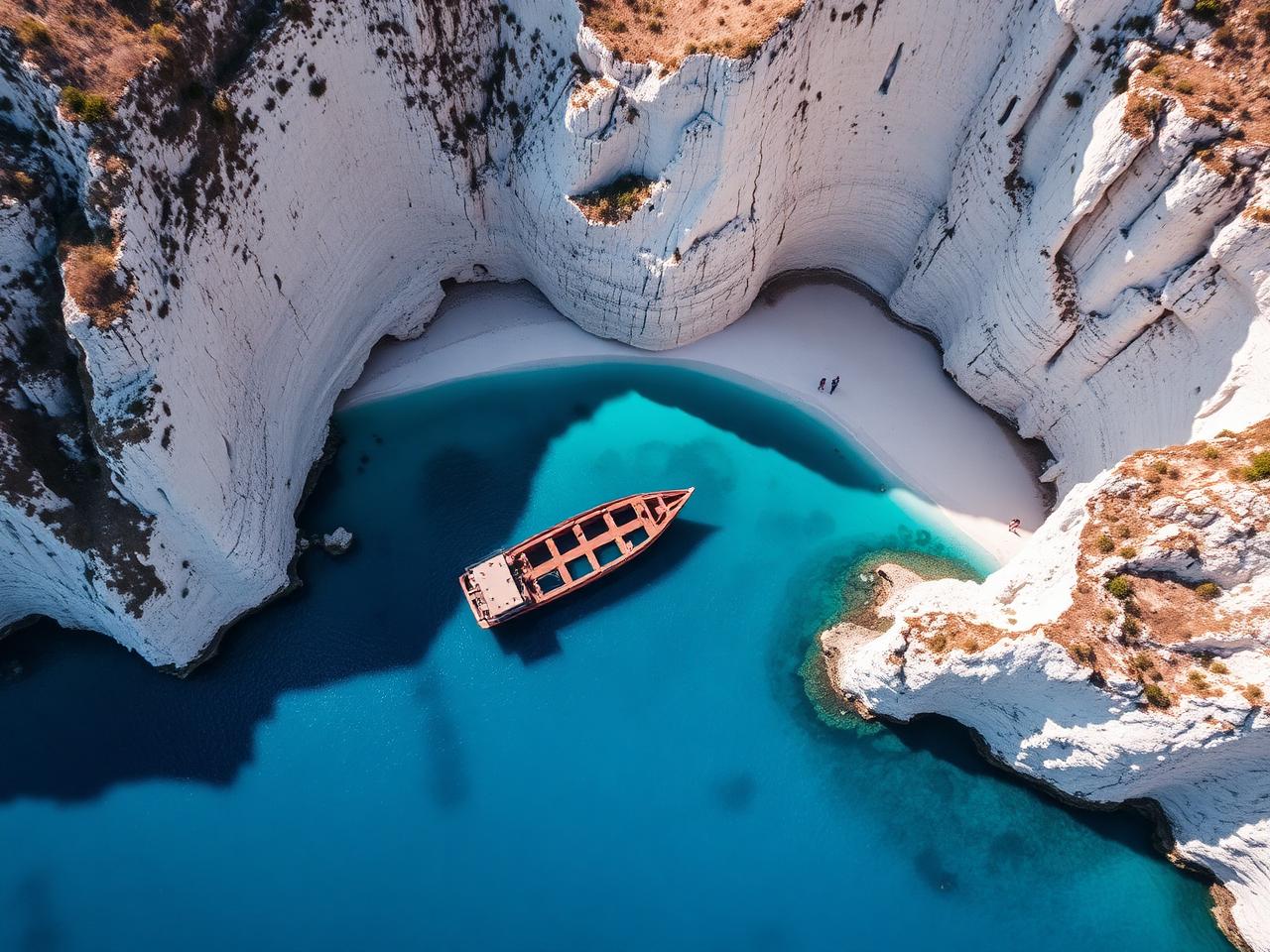 Navagio Bucht auf Zakynthos aus der Luft